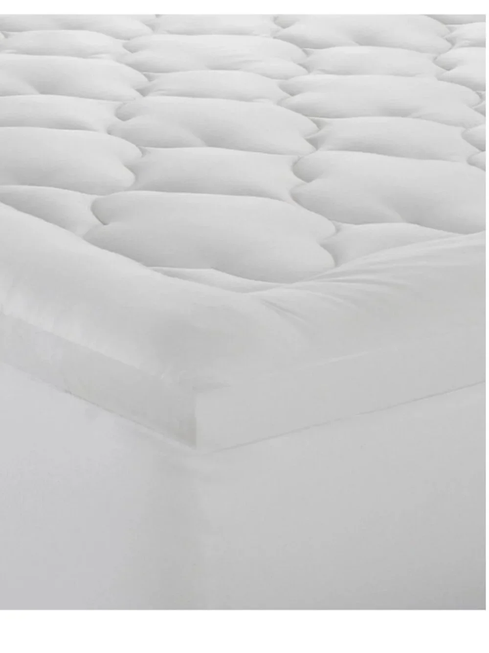 Ella Jayne Lofty 100% Cotton Plush Fiber Filled Mattress Pad, Full, White